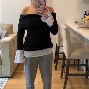 Nordstrom off the shoulder black/striped sweater